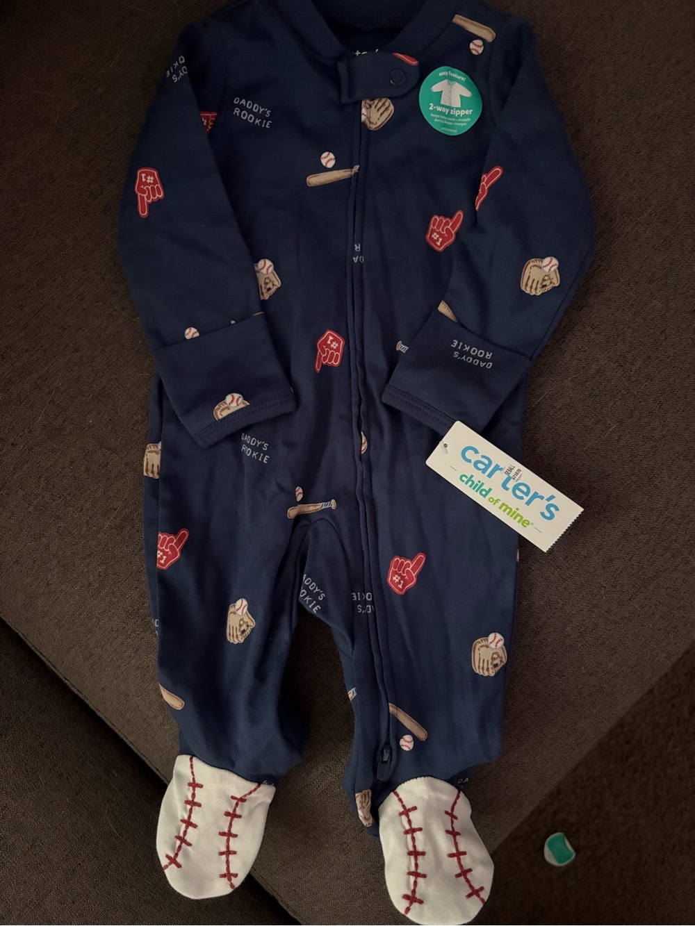 Carter's Navy Baseball Sleeper - Picture 2 of 2